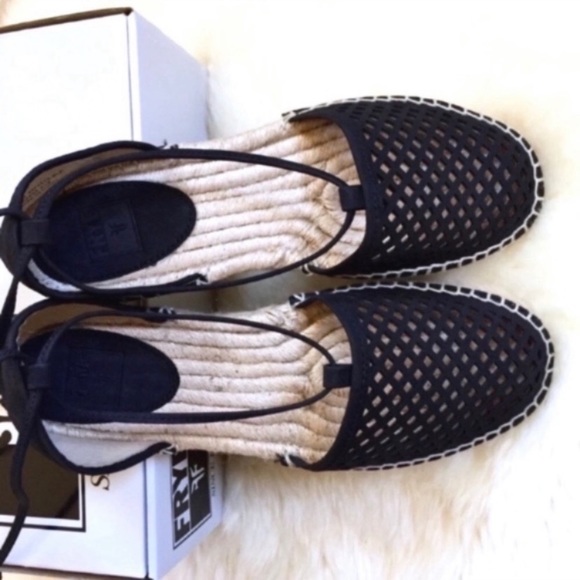 Frye Leo Perforated Ankle Wrap Leather Espadrilles - Picture 3 of 7